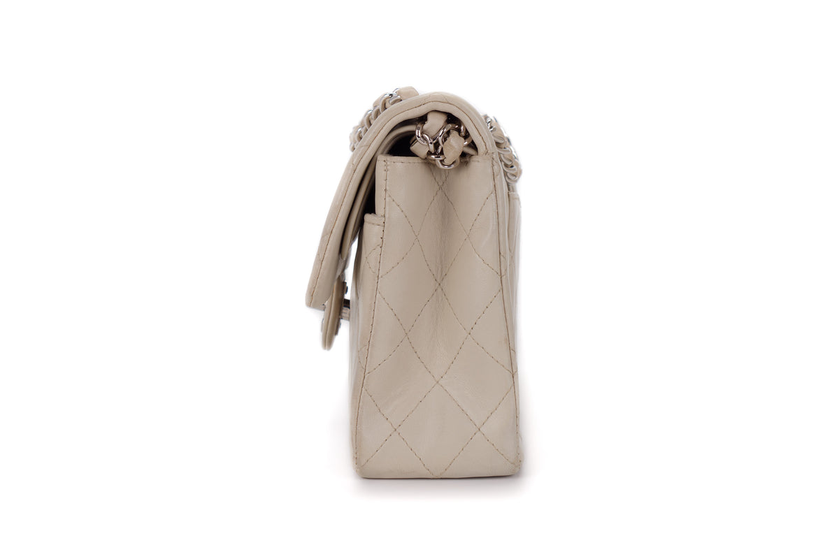Chanel Small Classic Flap Vintage Light Grey Silver Hardware - view 4