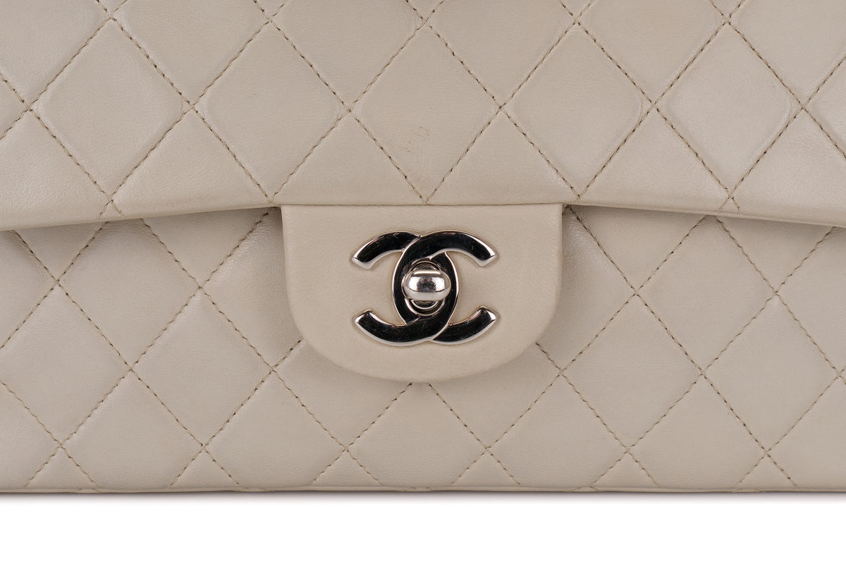 Chanel Small Classic Flap Vintage Light Grey Silver Hardware - view 7