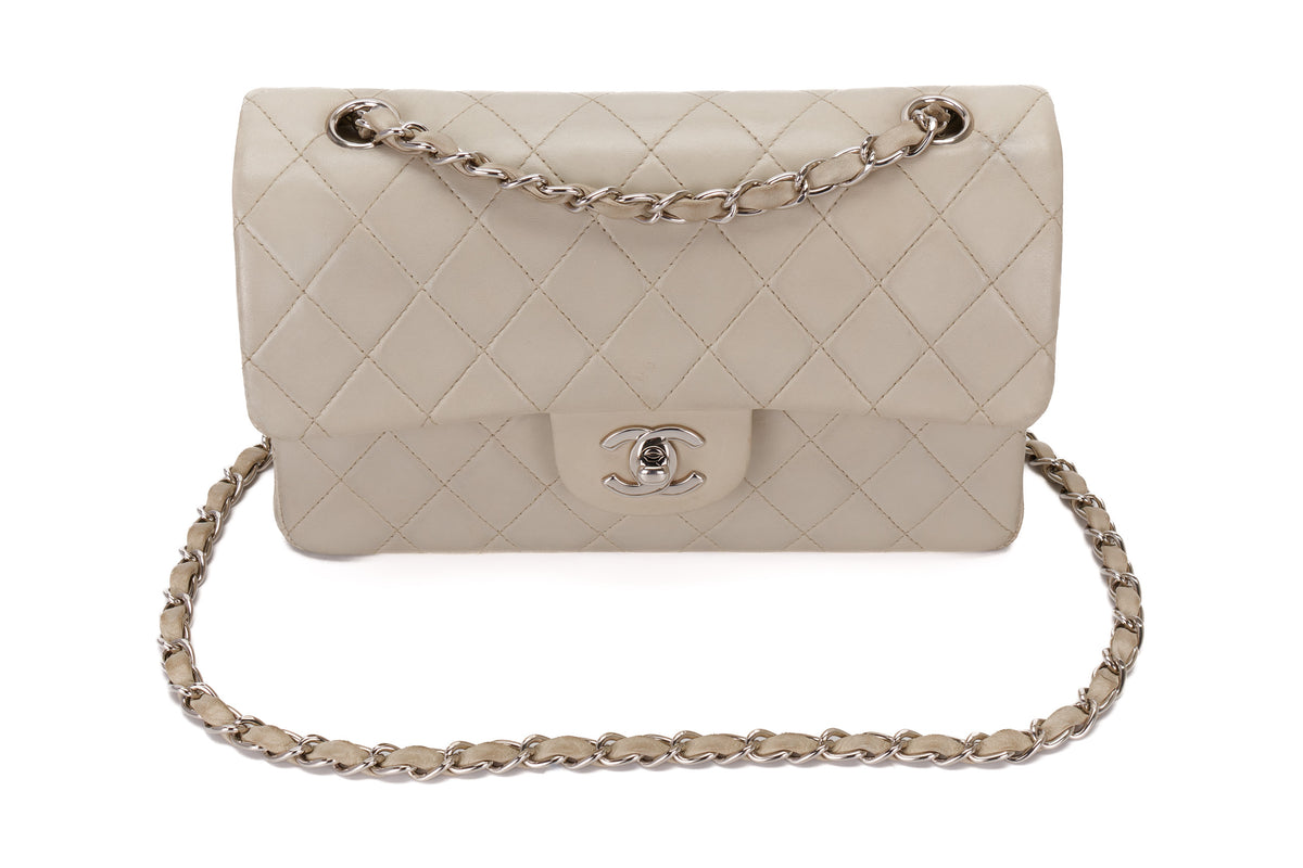 Chanel Small Classic Flap Vintage Light Grey Silver Hardware - view 8