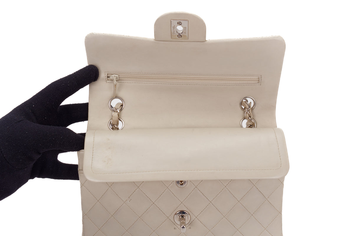 Chanel Small Classic Flap Vintage Light Grey Silver Hardware - view 9