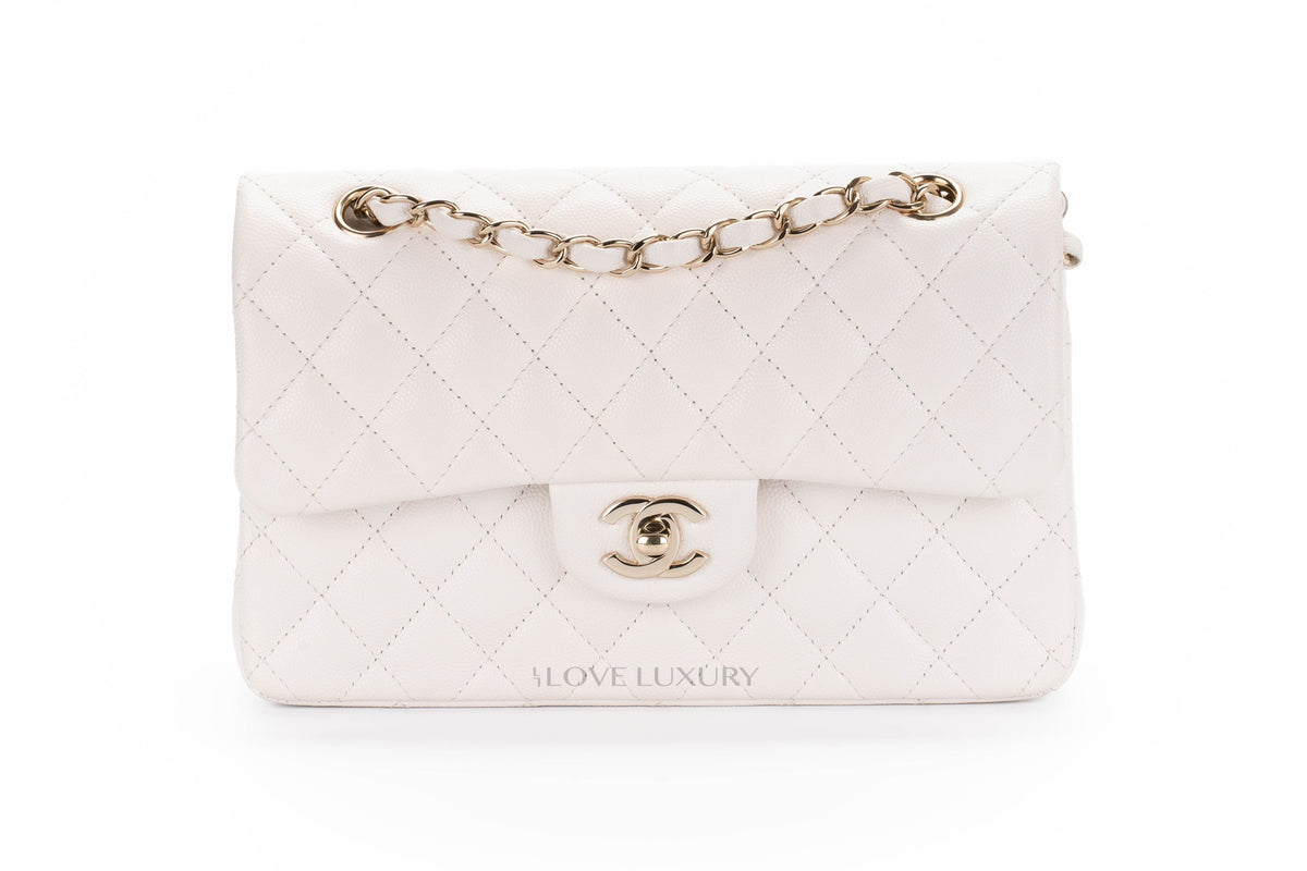 Chanel Small Classic Flap White Caviar Gold Hardware - view 1