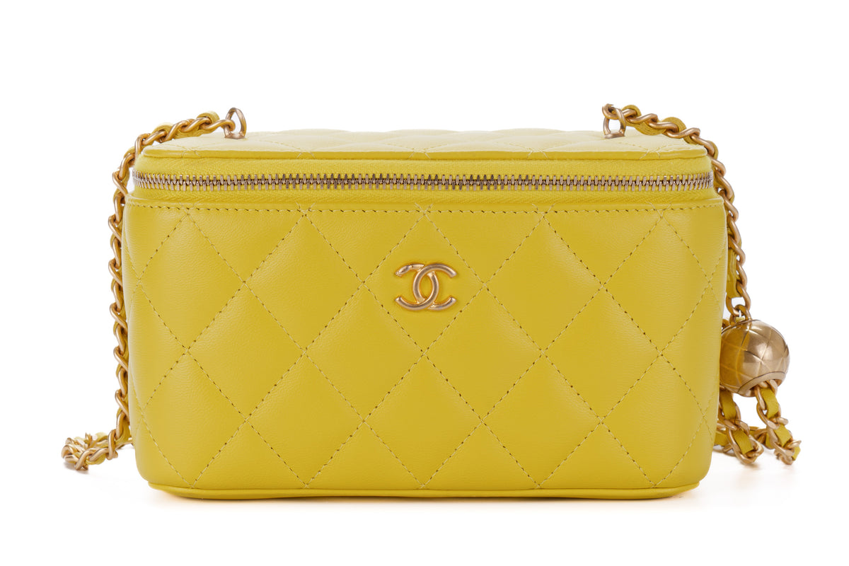 Chanel Small Vanity Quilted Crossbody Yellow Lambskin Gold Hardware - view 1