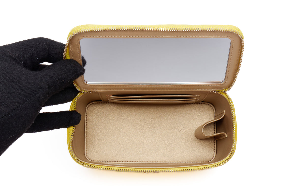 Chanel Small Vanity Quilted Crossbody Yellow Lambskin Gold Hardware - view 10