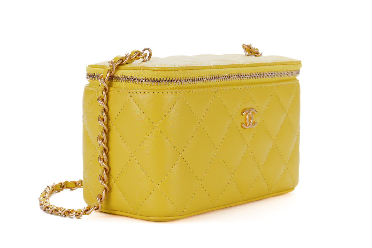 Chanel Small Vanity Quilted Crossbody Yellow Lambskin Gold Hardware - view 2