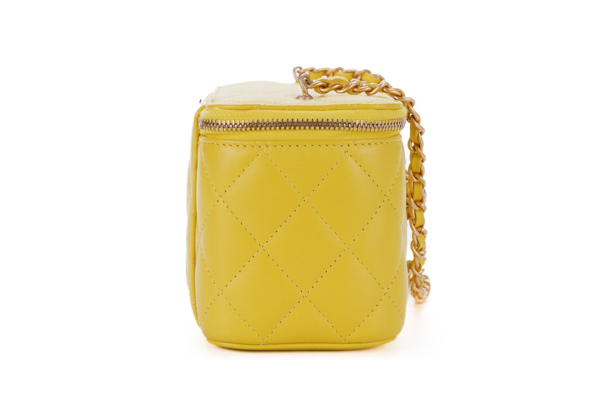 Chanel Small Vanity Quilted Crossbody Yellow Lambskin Gold Hardware - view 5