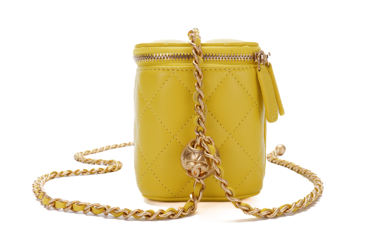 Chanel Small Vanity Quilted Crossbody Yellow Lambskin Gold Hardware - view 8