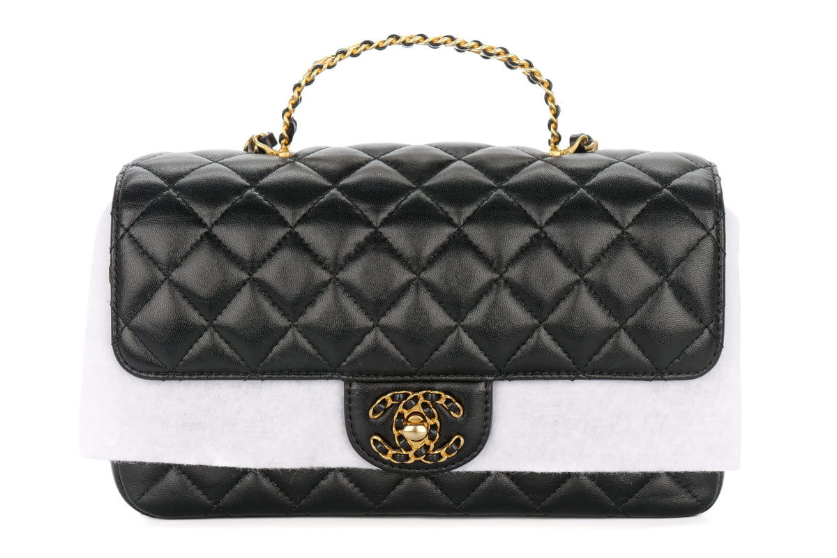 Chanel Classic Flap Top Handle Noir Lambskin Gold Hardware - view 1
