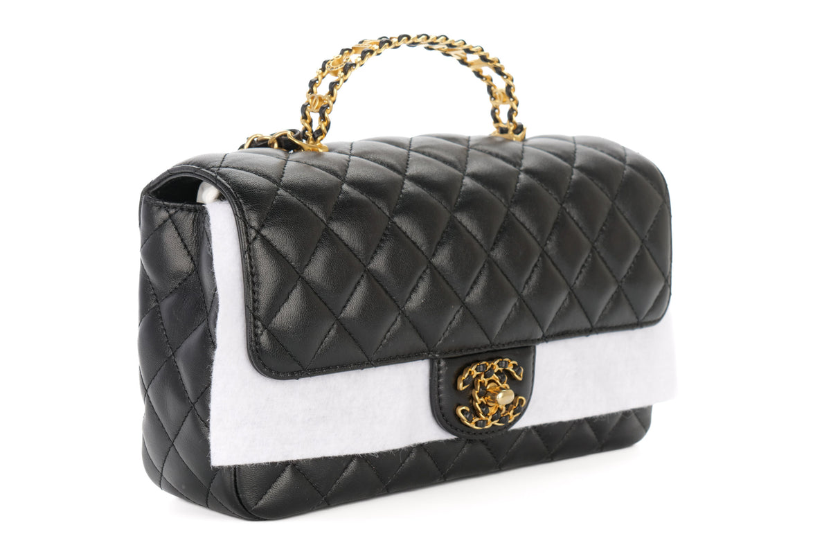 Chanel Classic Flap Top Handle Noir Lambskin Gold Hardware - view 2
