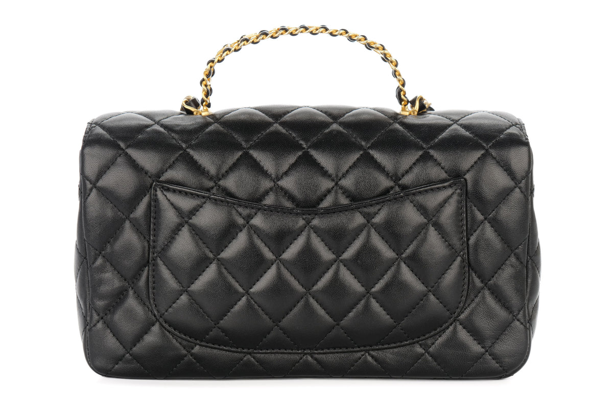 Chanel Classic Flap Top Handle Noir Lambskin Gold Hardware - view 3