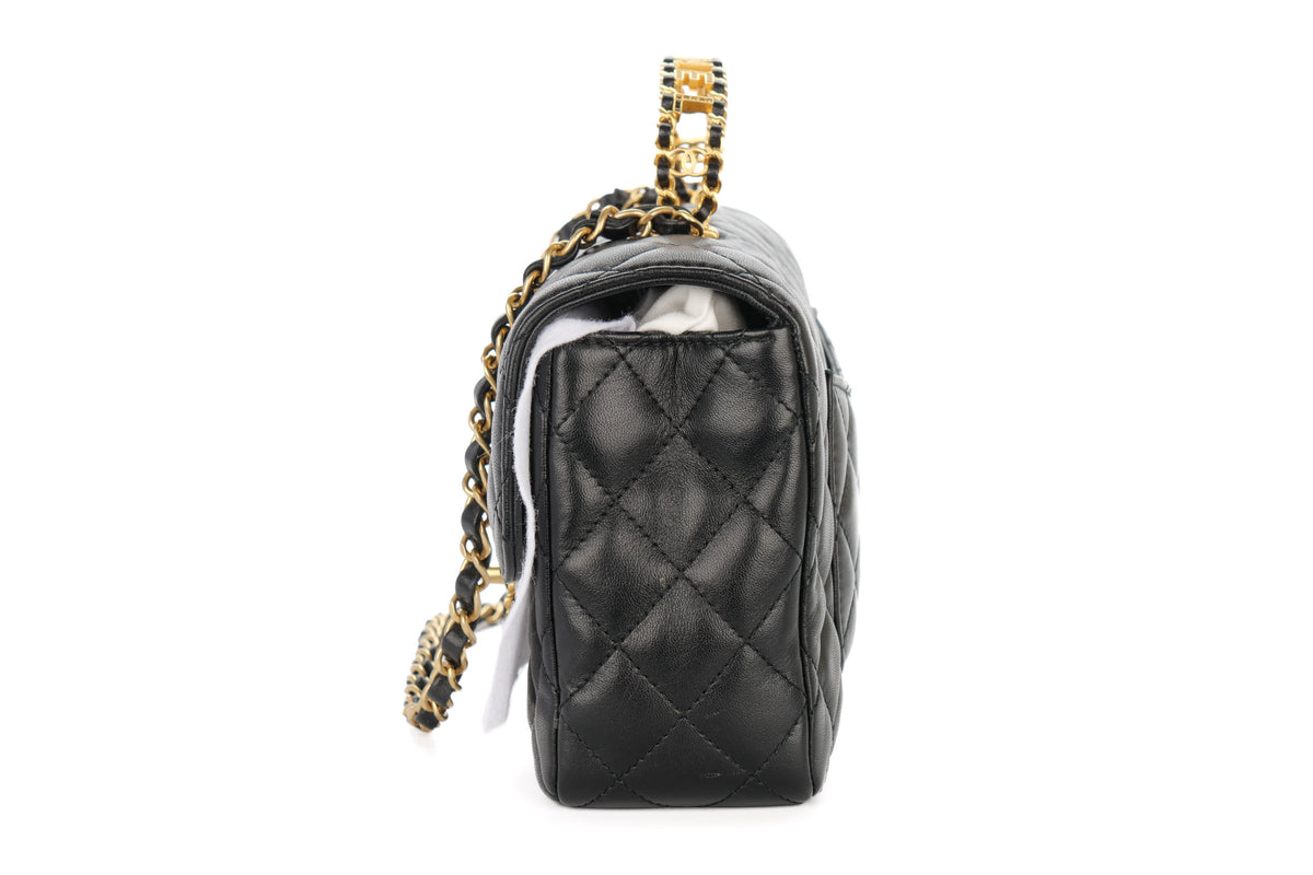 Chanel Classic Flap Top Handle Noir Lambskin Gold Hardware - view 4