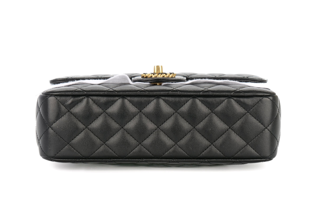 Chanel Classic Flap Top Handle Noir Lambskin Gold Hardware - view 6