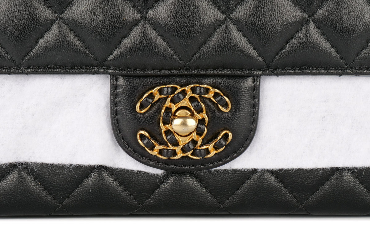Chanel Classic Flap Top Handle Noir Lambskin Gold Hardware - view 7