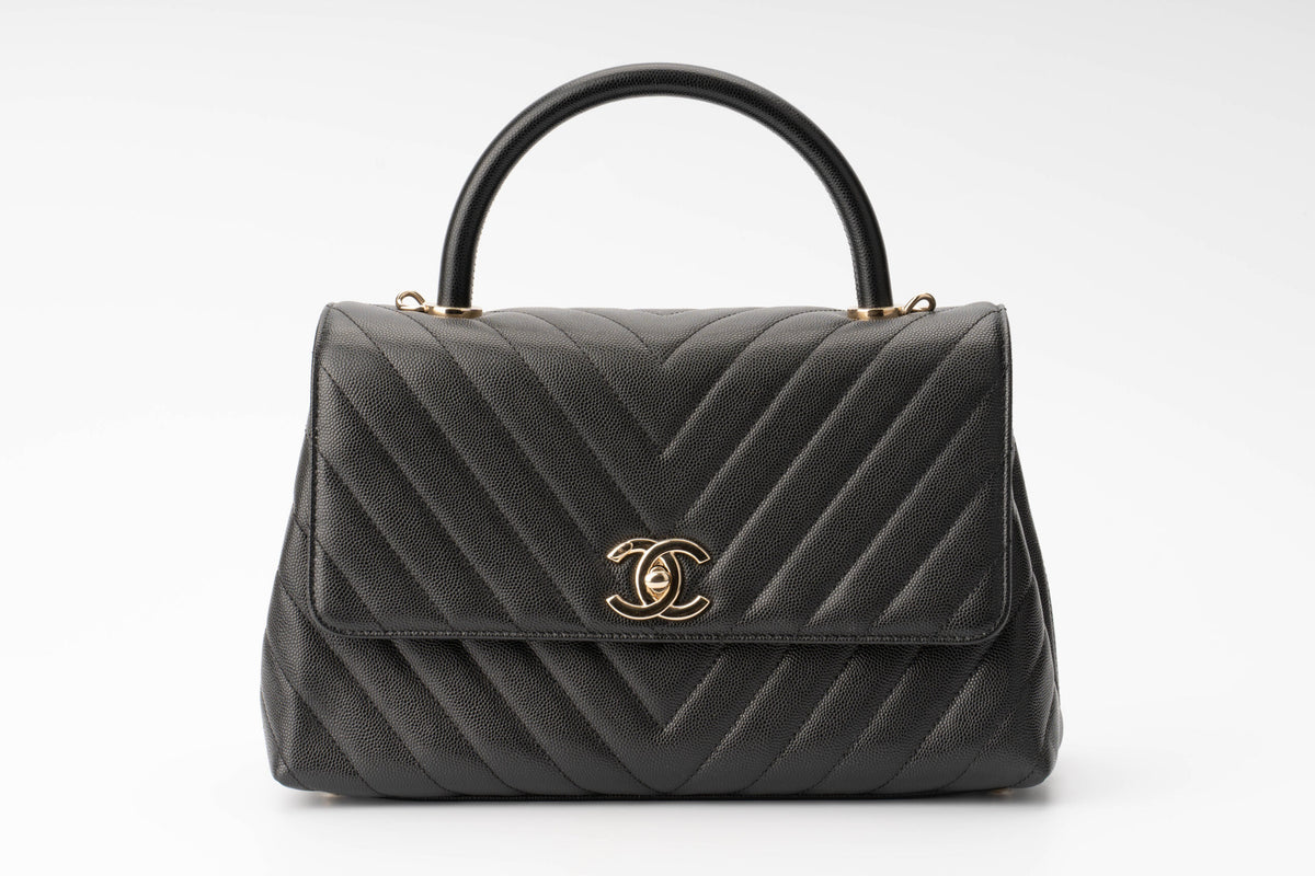 Chanel Medium Coco Handle Black Caviar - view 1