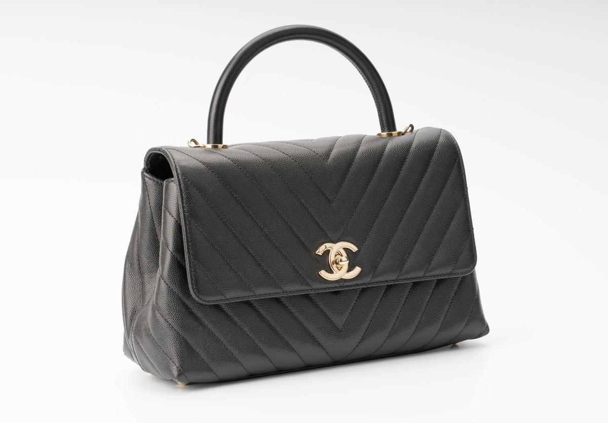 Chanel Medium Coco Handle Black Caviar - view 2