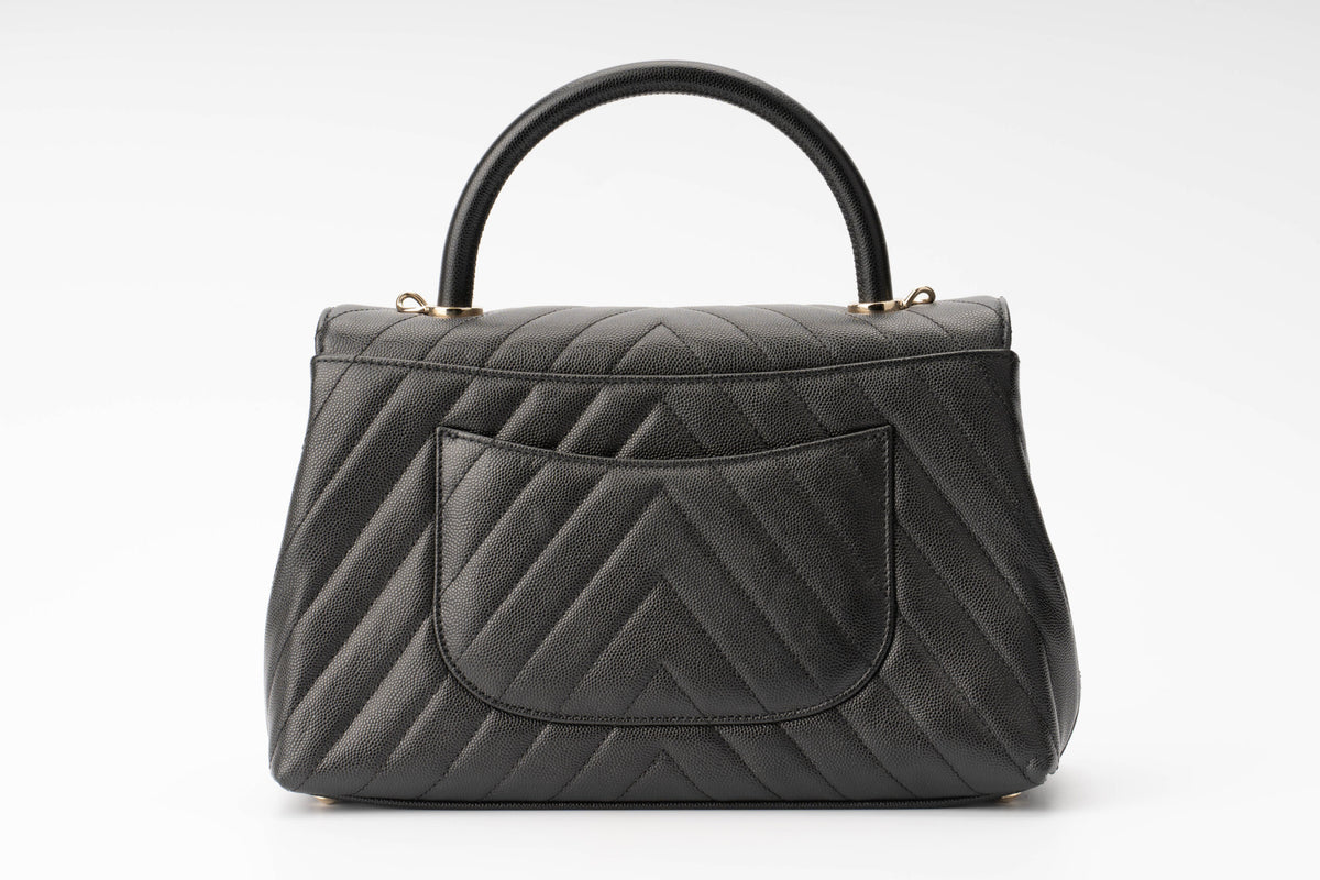 Chanel Medium Coco Handle Black Caviar - view 3