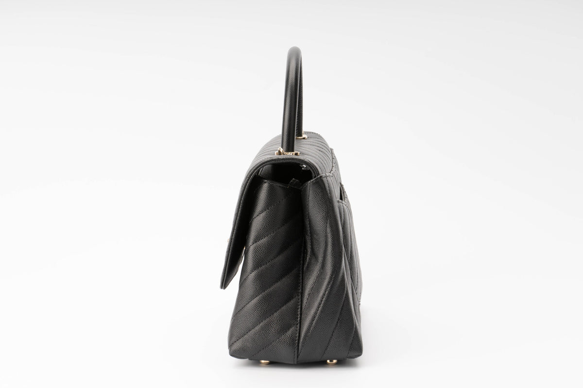 Chanel Medium Coco Handle Black Caviar - view 4