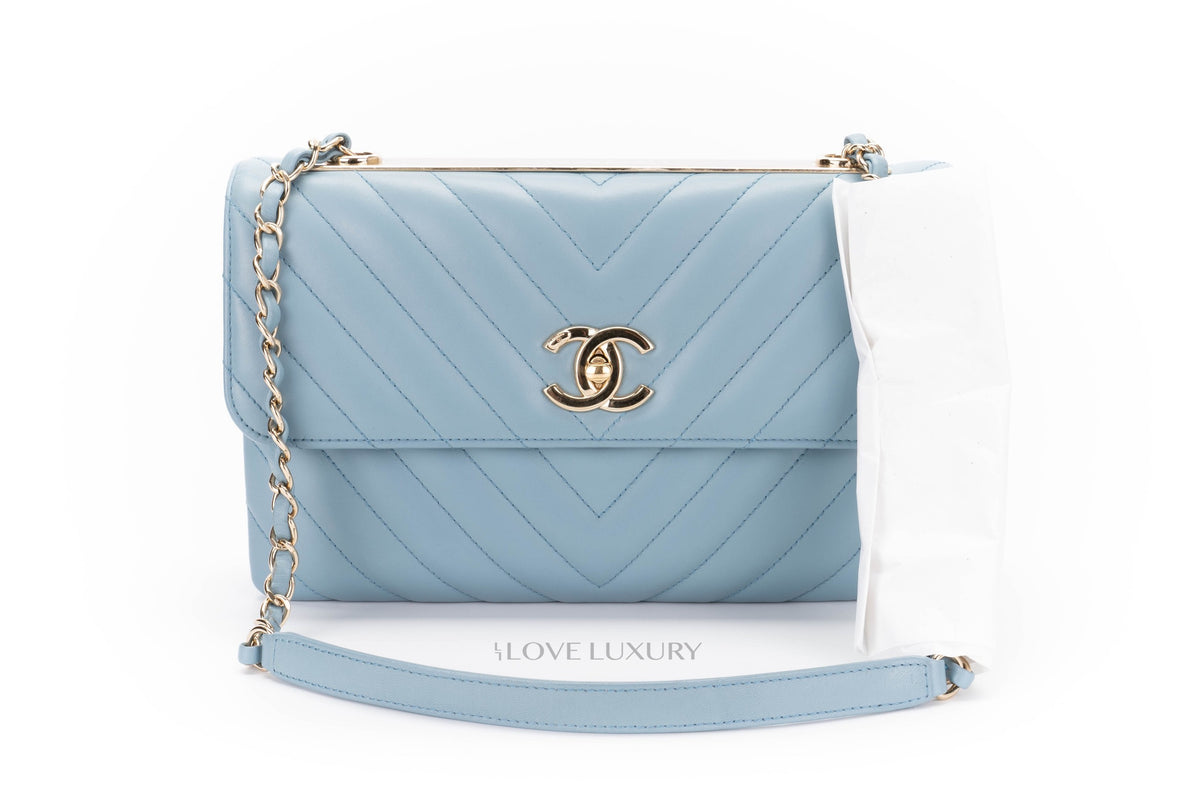 Chanel Trendy Cc Powder Blue Light Gold Hardware - view 10