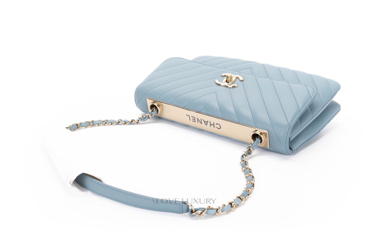 Chanel Trendy Cc Powder Blue Light Gold Hardware - view 11