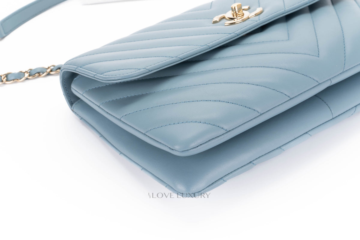 Chanel Trendy Cc Powder Blue Light Gold Hardware - view 12