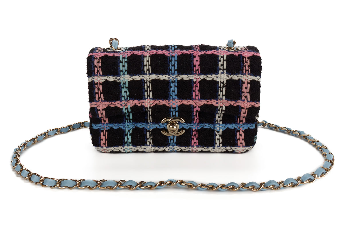 Chanel Mini Rectangular Bag Quilted Multicolour Tweed - view 8