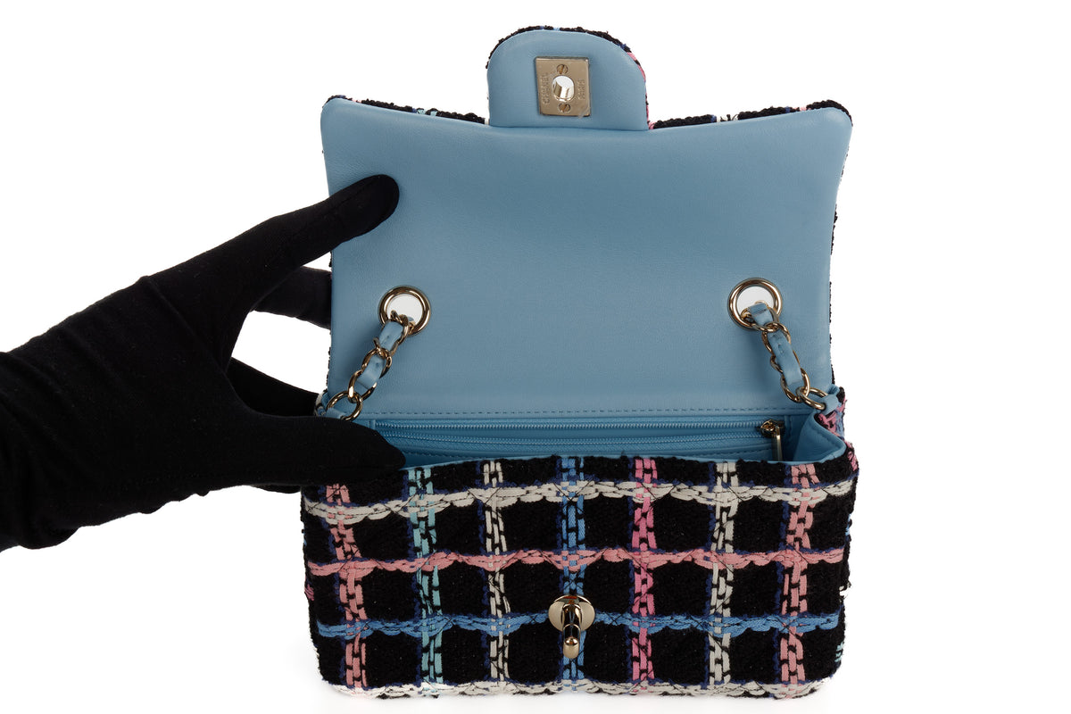 Chanel Mini Rectangular Bag Quilted Multicolour Tweed - view 9