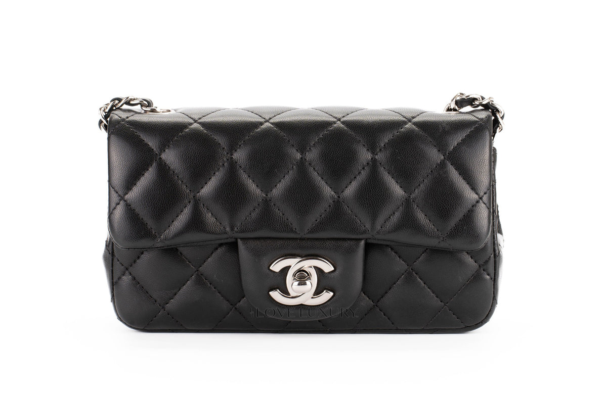 Chanel Mini Rectangular Classic Flap Ultra Black Lambskin Silver Hardware - view 1