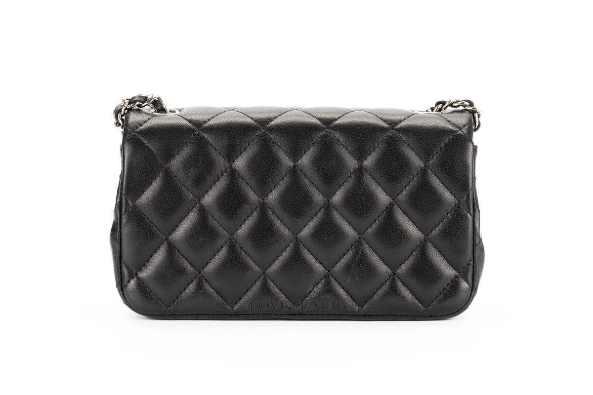 Chanel Mini Rectangular Classic Flap Ultra Black Lambskin Silver Hardware - view 3