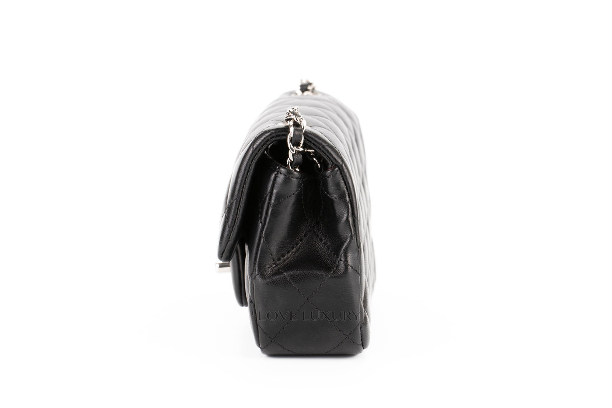 Chanel Mini Rectangular Classic Flap Ultra Black Lambskin Silver Hardware - view 4