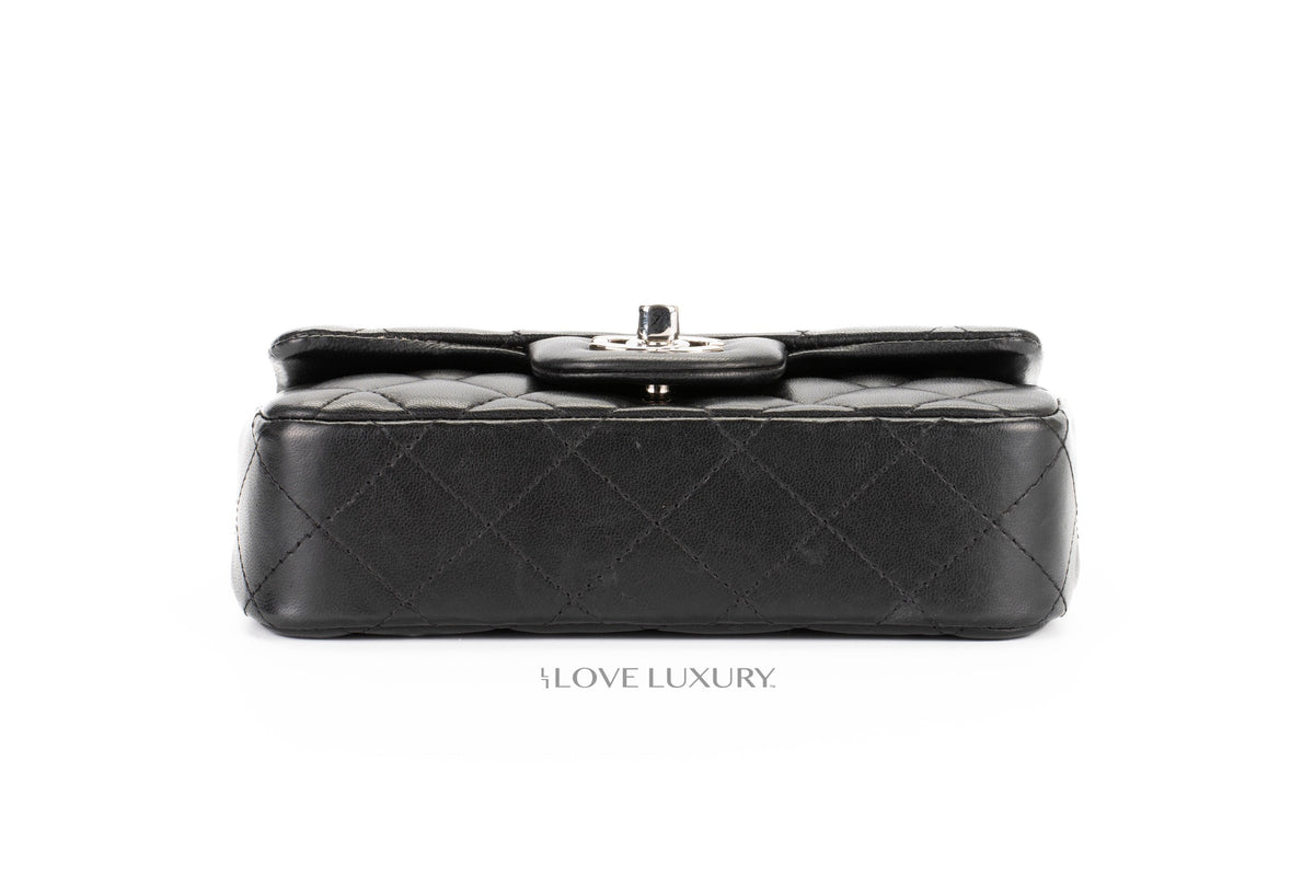 Chanel Mini Rectangular Classic Flap Ultra Black Lambskin Silver Hardware - view 6