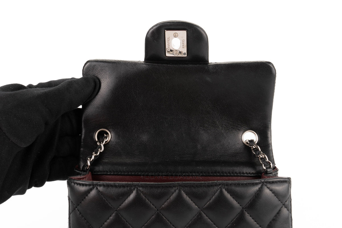 Chanel Mini Rectangular Classic Flap Ultra Black Lambskin Silver Hardware - view 8