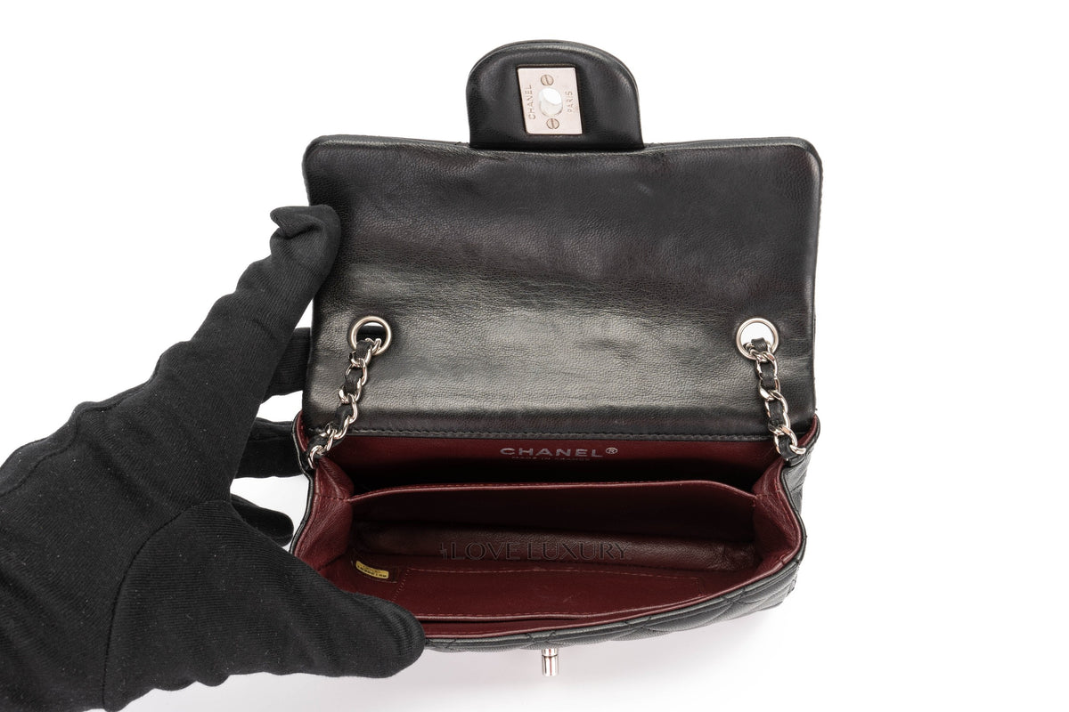 Chanel Mini Rectangular Classic Flap Ultra Black Lambskin Silver Hardware - view 9