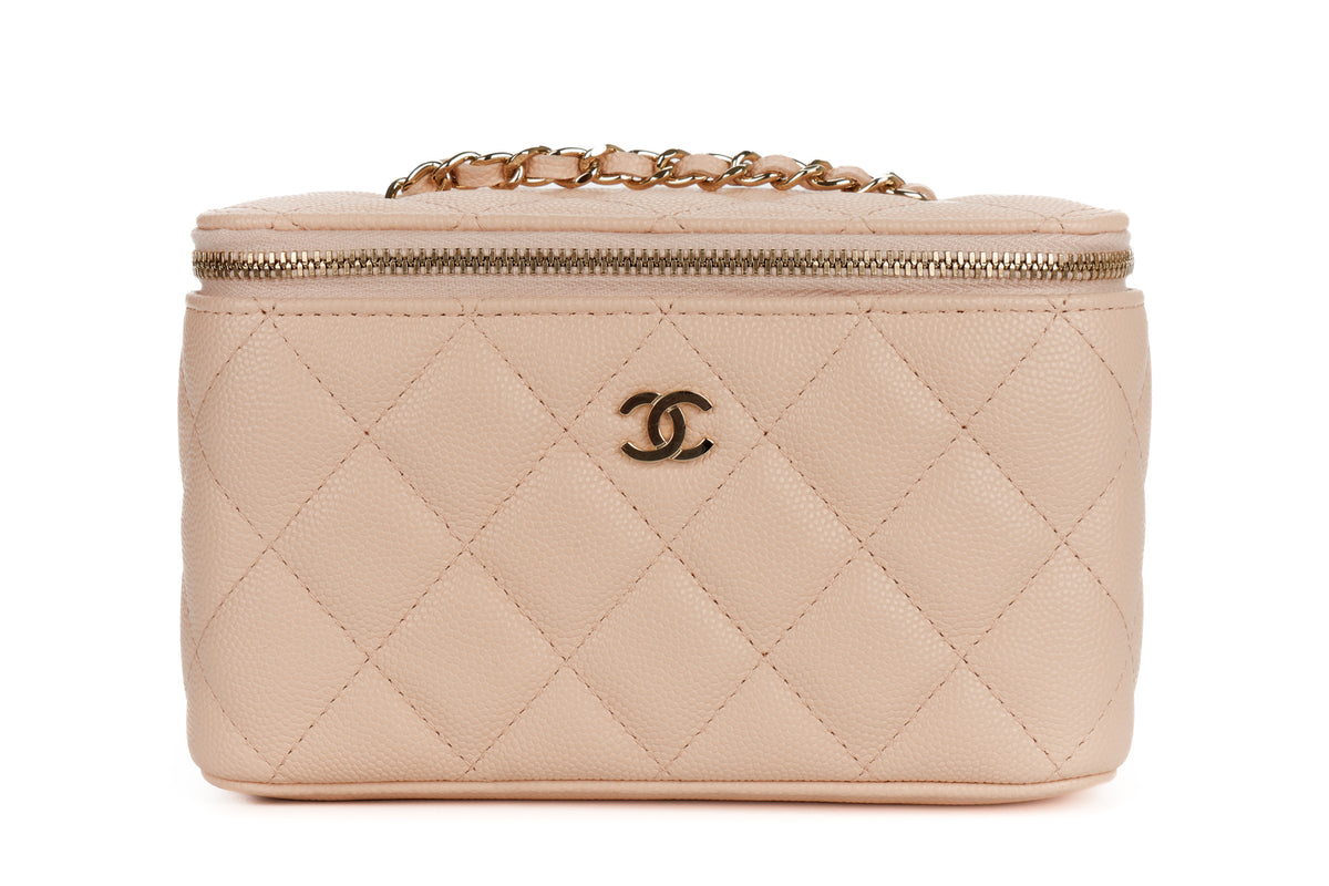 Chanel Mini Vanity Case Light Pink Beige Caviar Light Gold Hardware - view 1