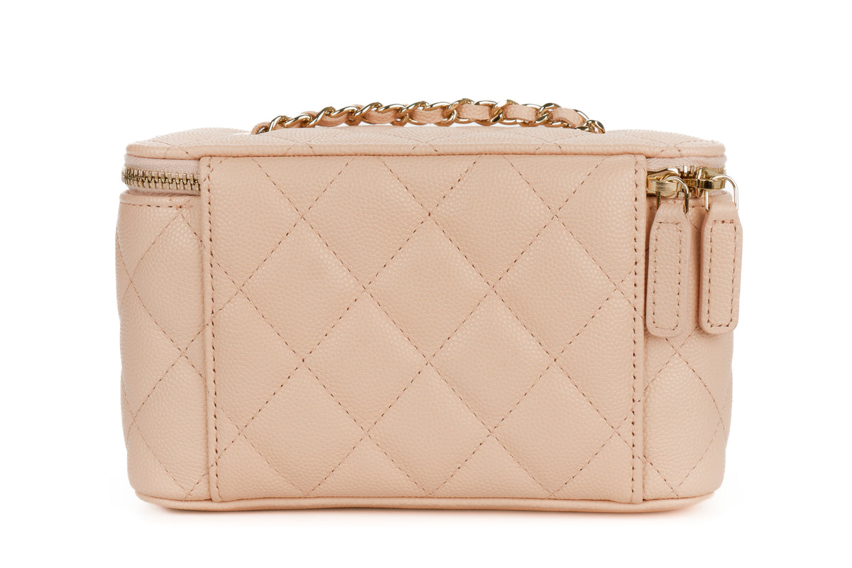 Chanel Mini Vanity Case Light Pink Beige Caviar Light Gold Hardware - view 3