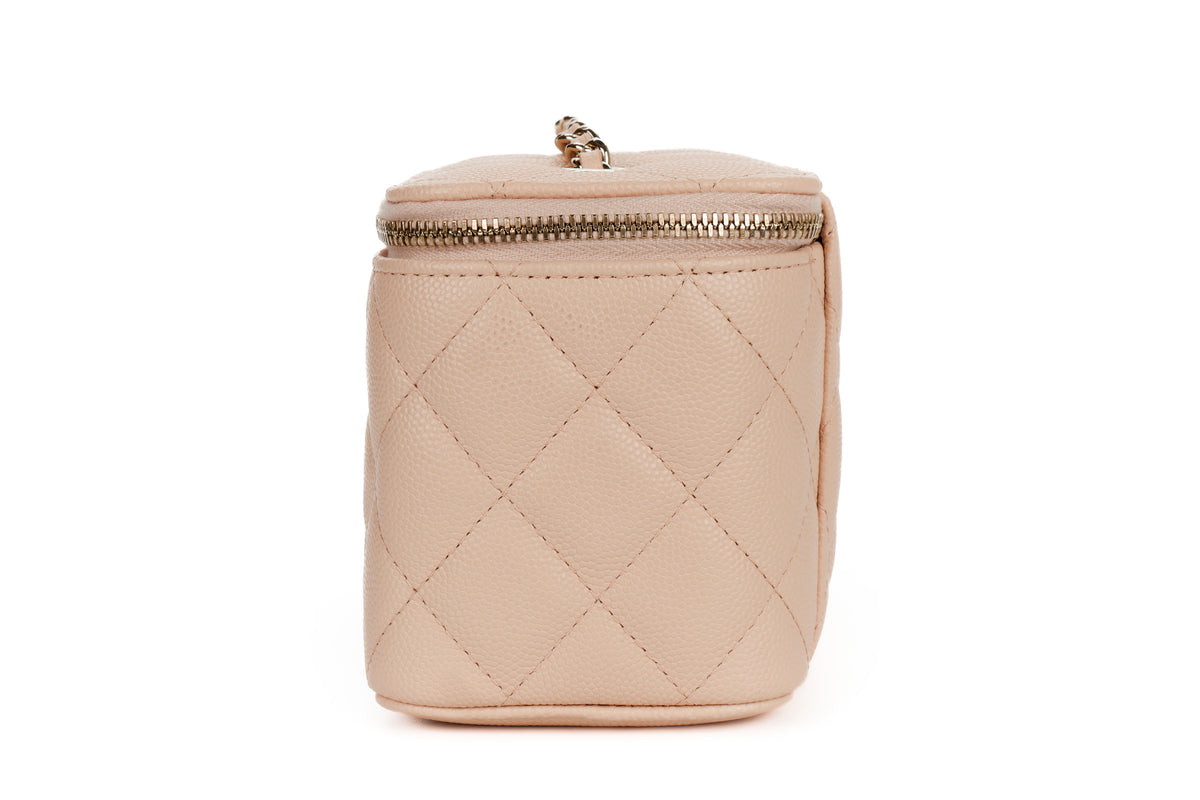 Chanel Mini Vanity Case Light Pink Beige Caviar Light Gold Hardware - view 4