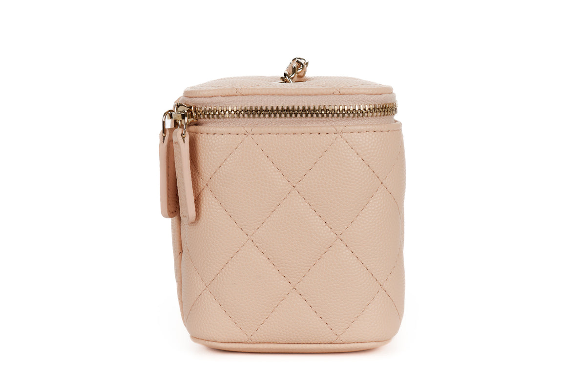 Chanel Mini Vanity Case Light Pink Beige Caviar Light Gold Hardware - view 5