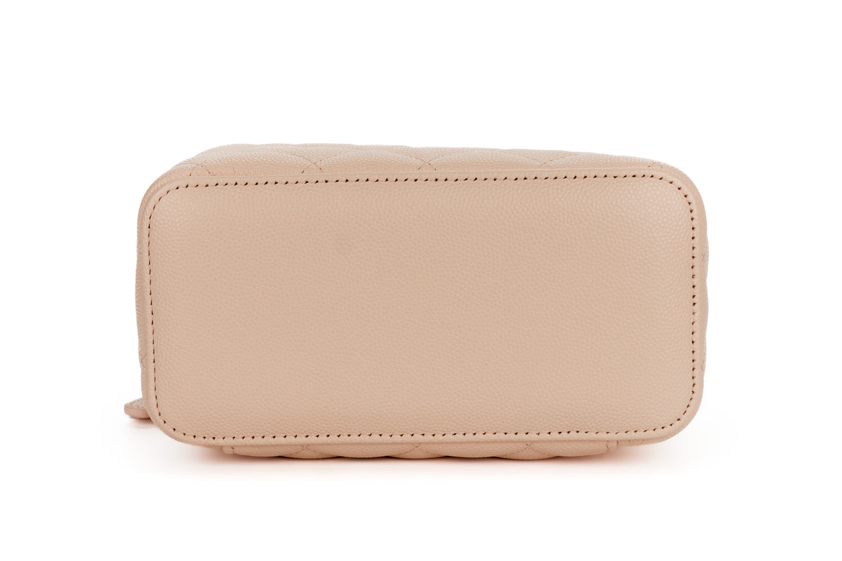 Chanel Mini Vanity Case Light Pink Beige Caviar Light Gold Hardware - view 6