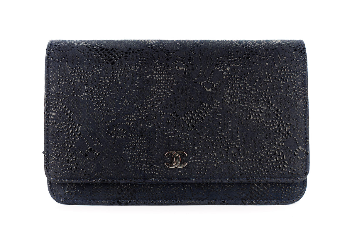Chanel Wallet On Chain Navy Satin Silver Hardware - view 1
