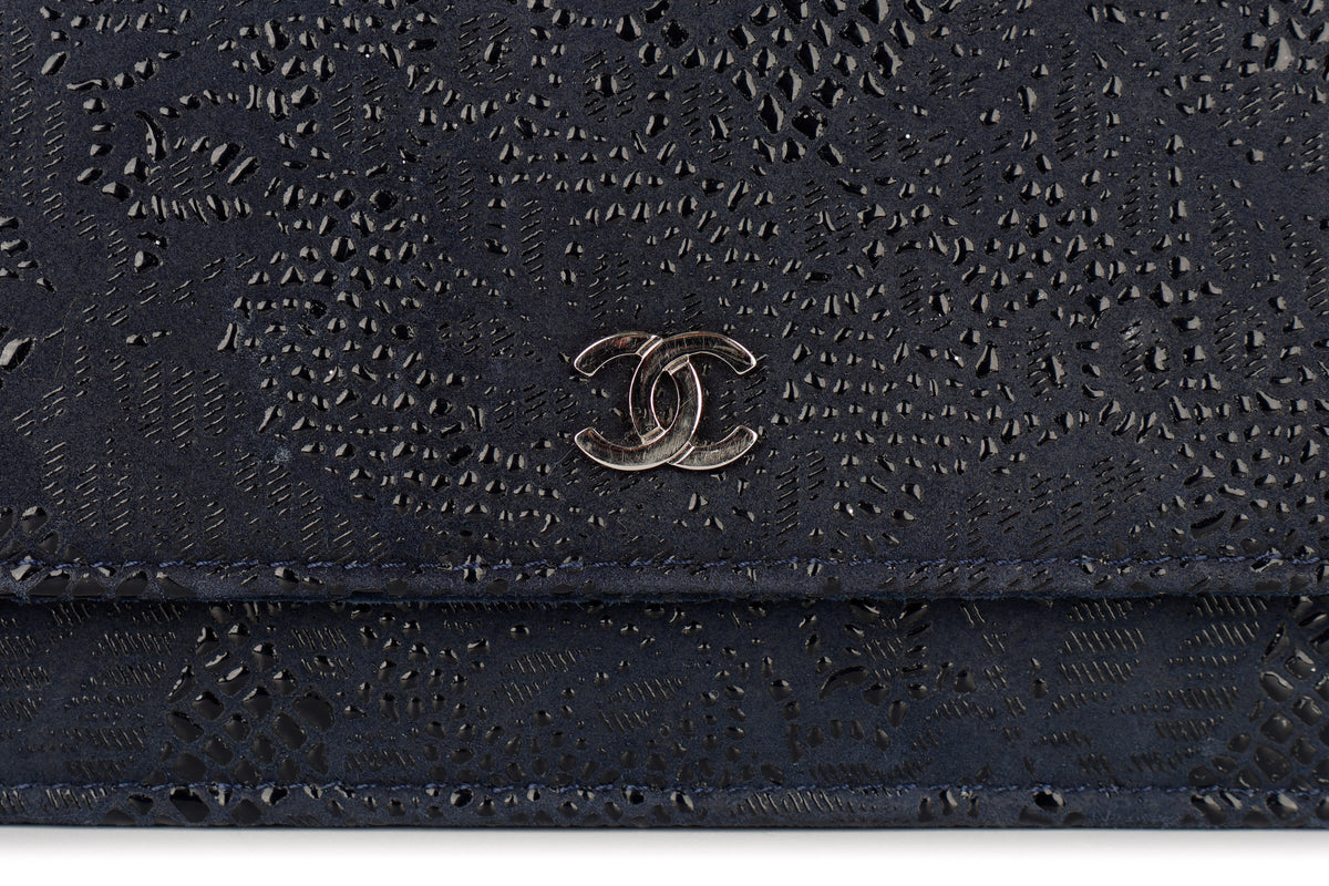 Chanel Wallet On Chain Navy Satin Silver Hardware - view 7