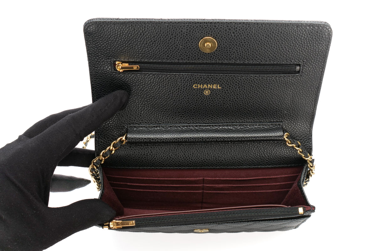 Chanel Wallet On Chain Quilted Black Caviar Gold Hardware - view 10