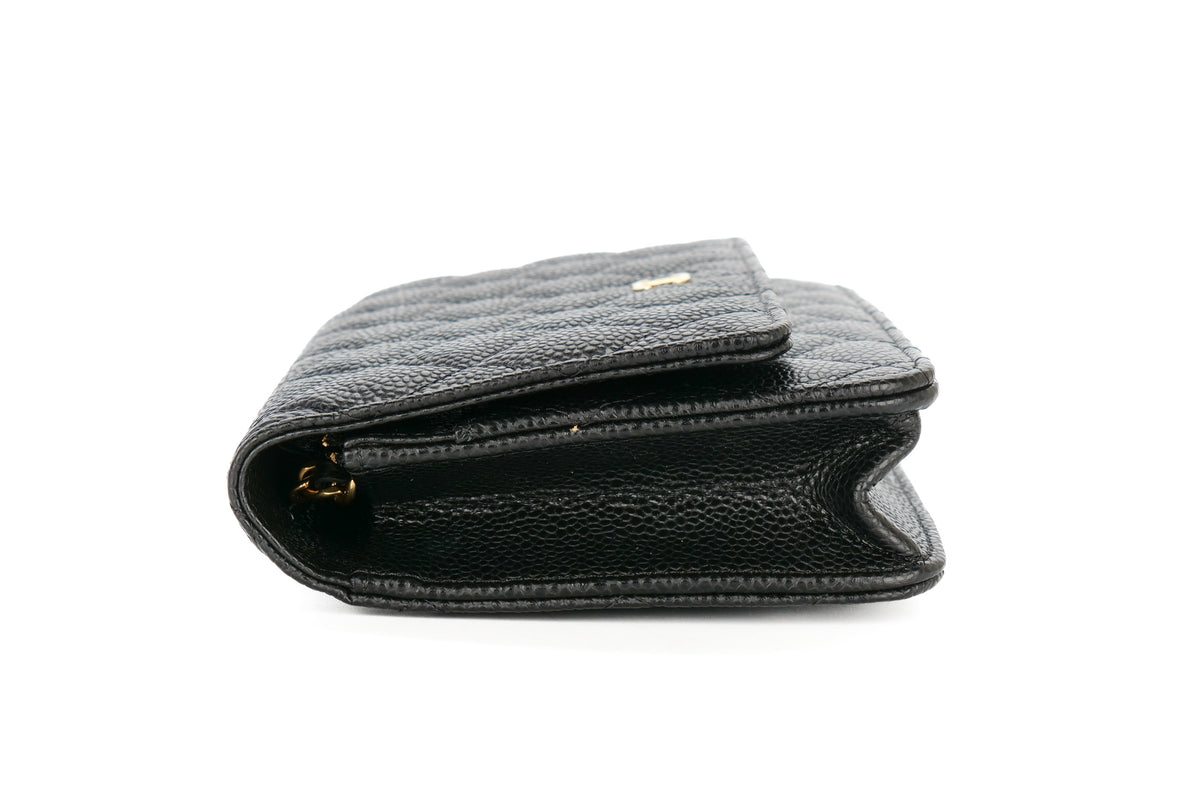 Chanel Wallet On Chain Quilted Black Caviar Gold Hardware - view 5