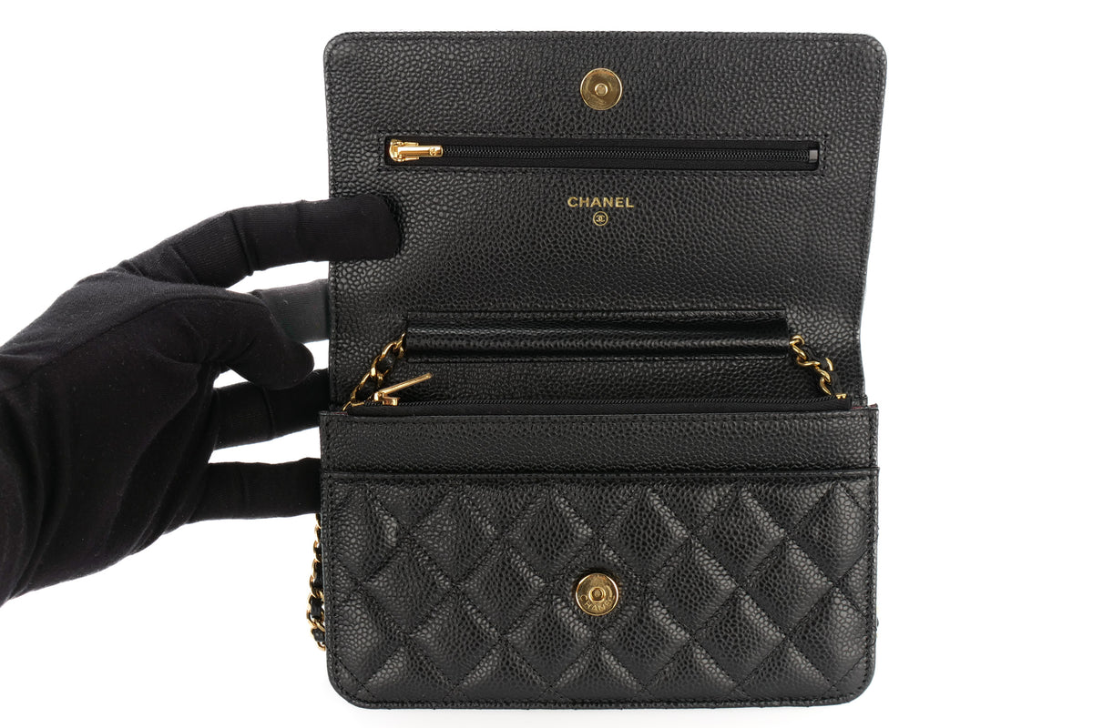Chanel Wallet On Chain Quilted Black Caviar Gold Hardware - view 9