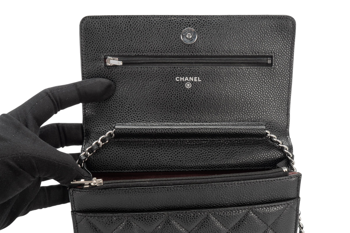 Chanel Wallet On Chain Black Caviar Silver Hardware - view 9