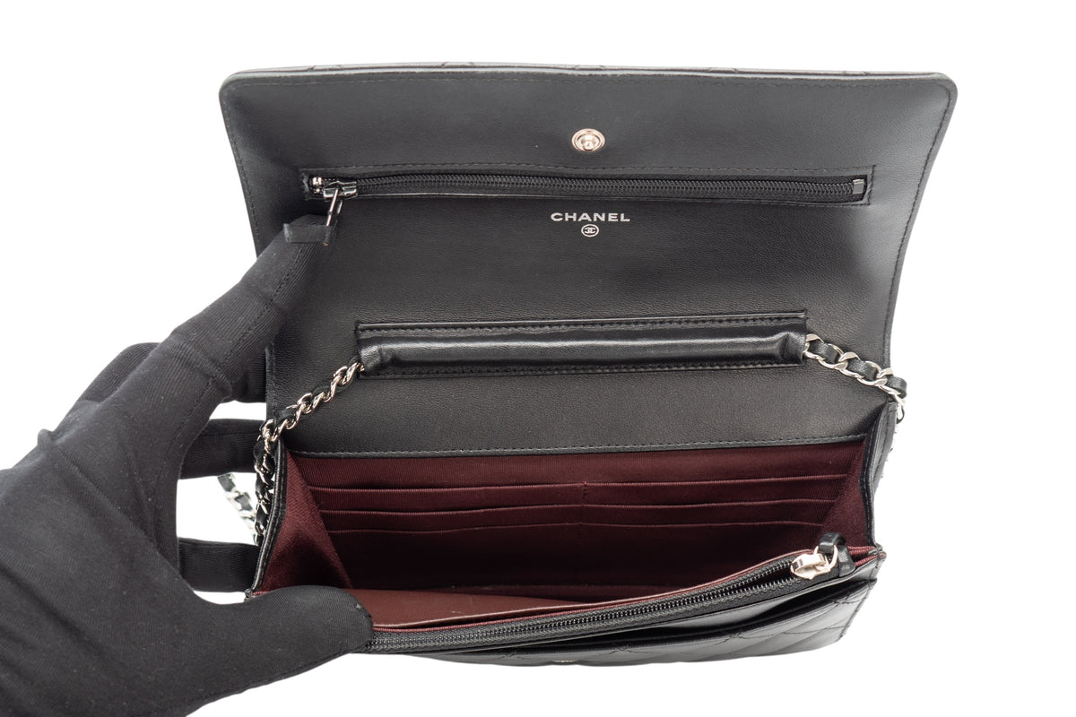 Chanel Wallet On Chain Black Lambskin Silver Hardware - view 10