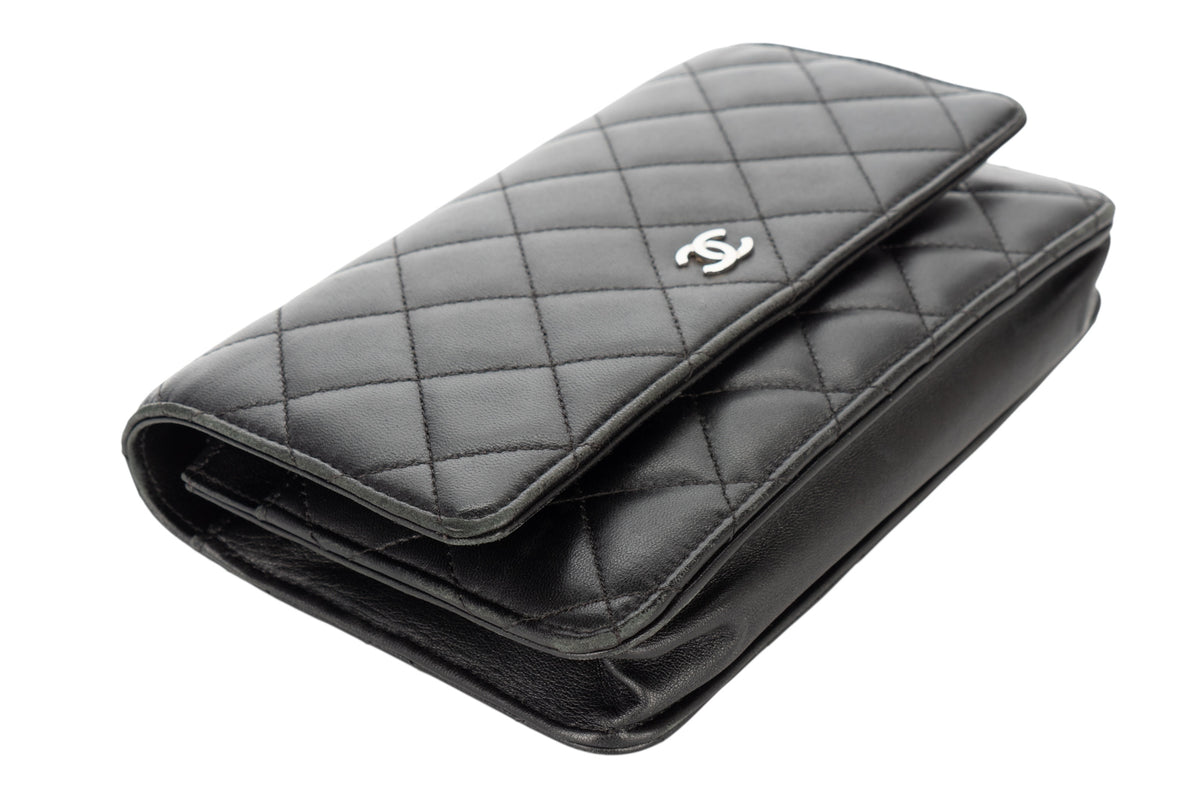 Chanel Wallet On Chain Black Lambskin Silver Hardware - view 11