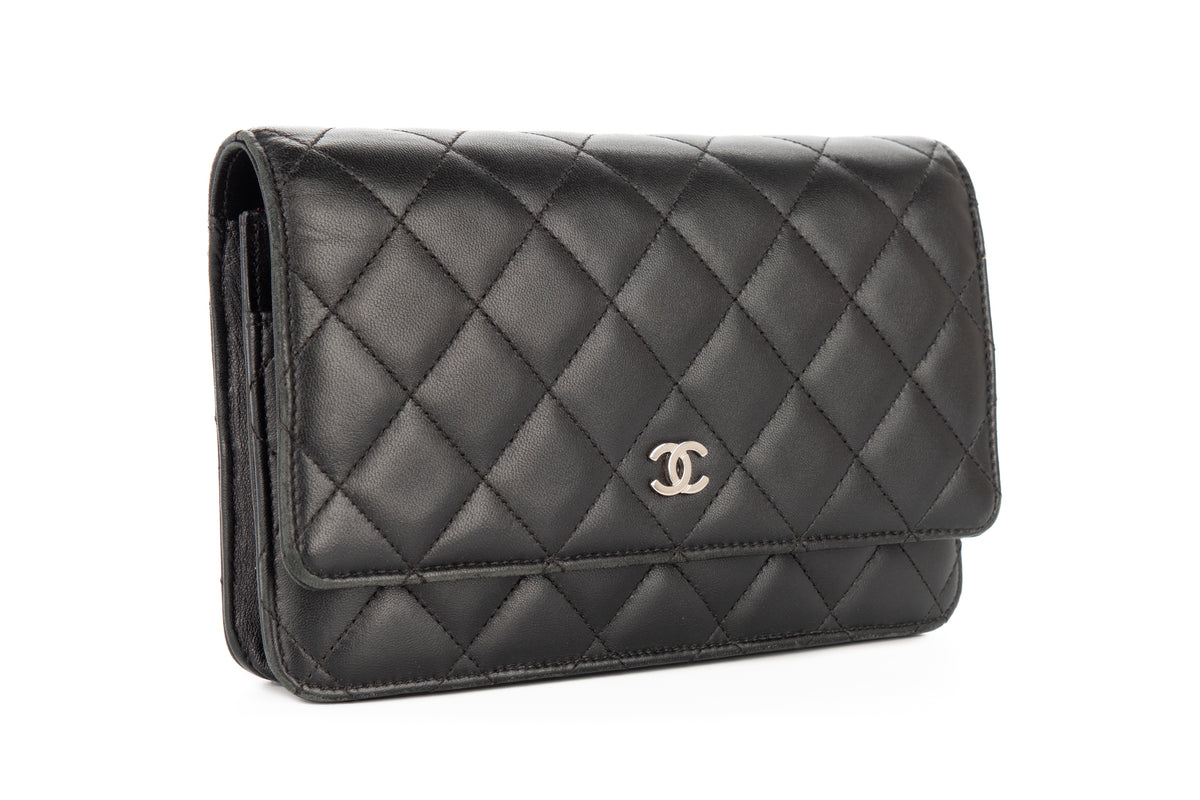 Chanel Wallet On Chain Black Lambskin Silver Hardware - view 2