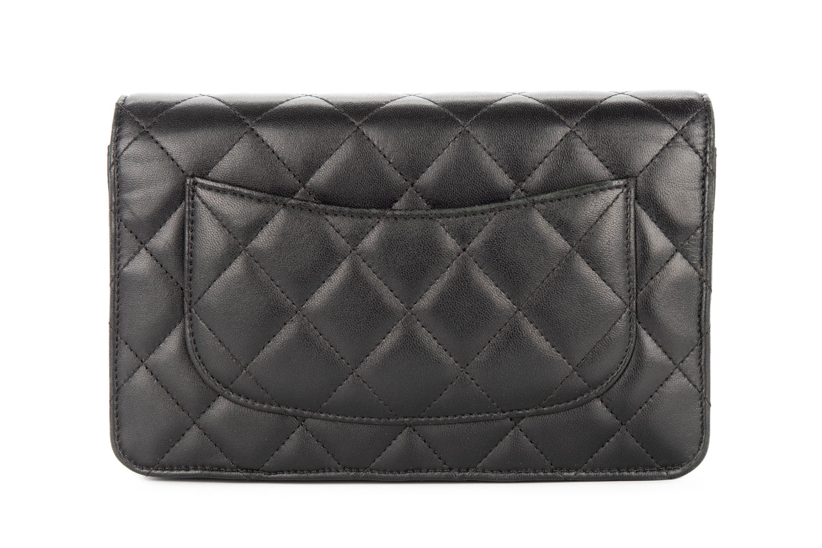 Chanel Wallet On Chain Black Lambskin Silver Hardware - view 3