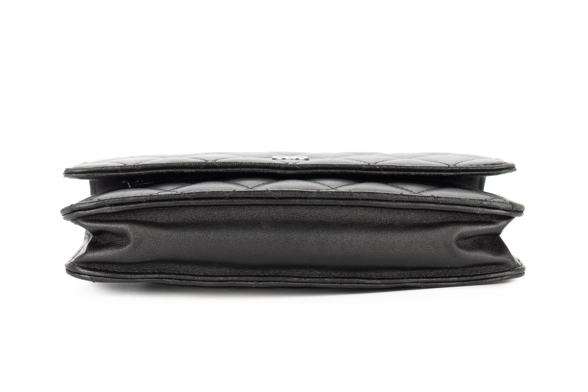 Chanel Wallet On Chain Black Lambskin Silver Hardware - view 6