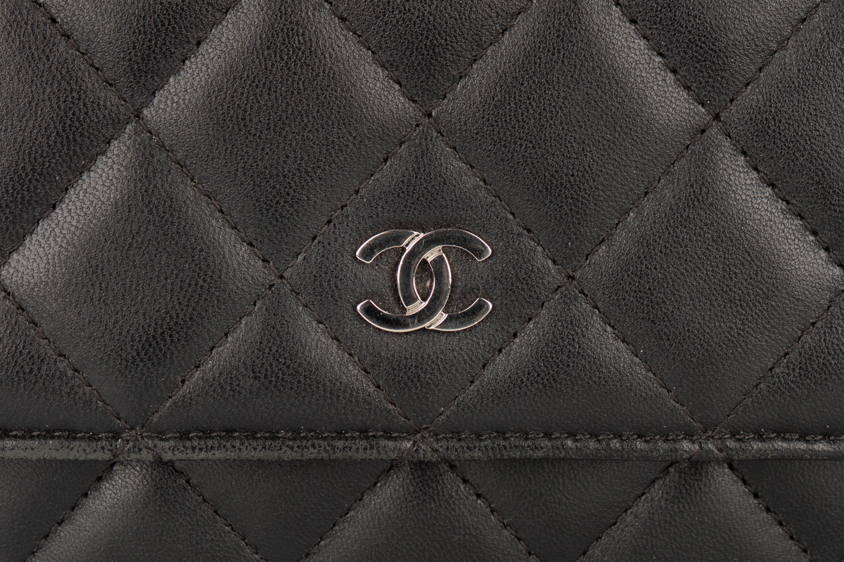 Chanel Wallet On Chain Black Lambskin Silver Hardware - view 7