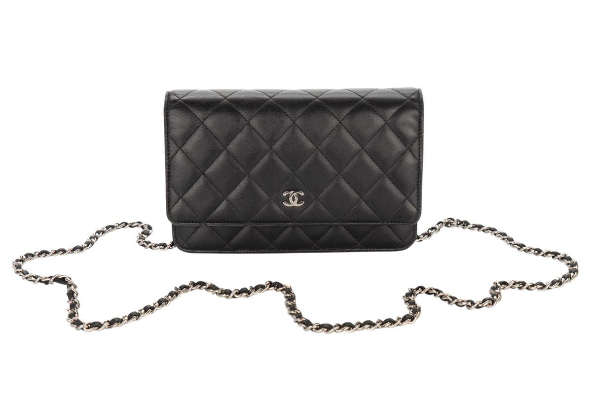 Chanel Wallet On Chain Black Lambskin Silver Hardware - view 8