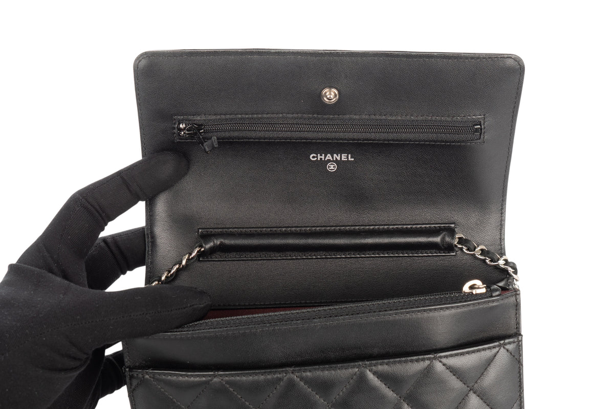 Chanel Wallet On Chain Black Lambskin Silver Hardware - view 9